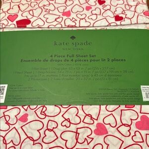 Kate Spade Red and Pink Heart Queen Sheet Set